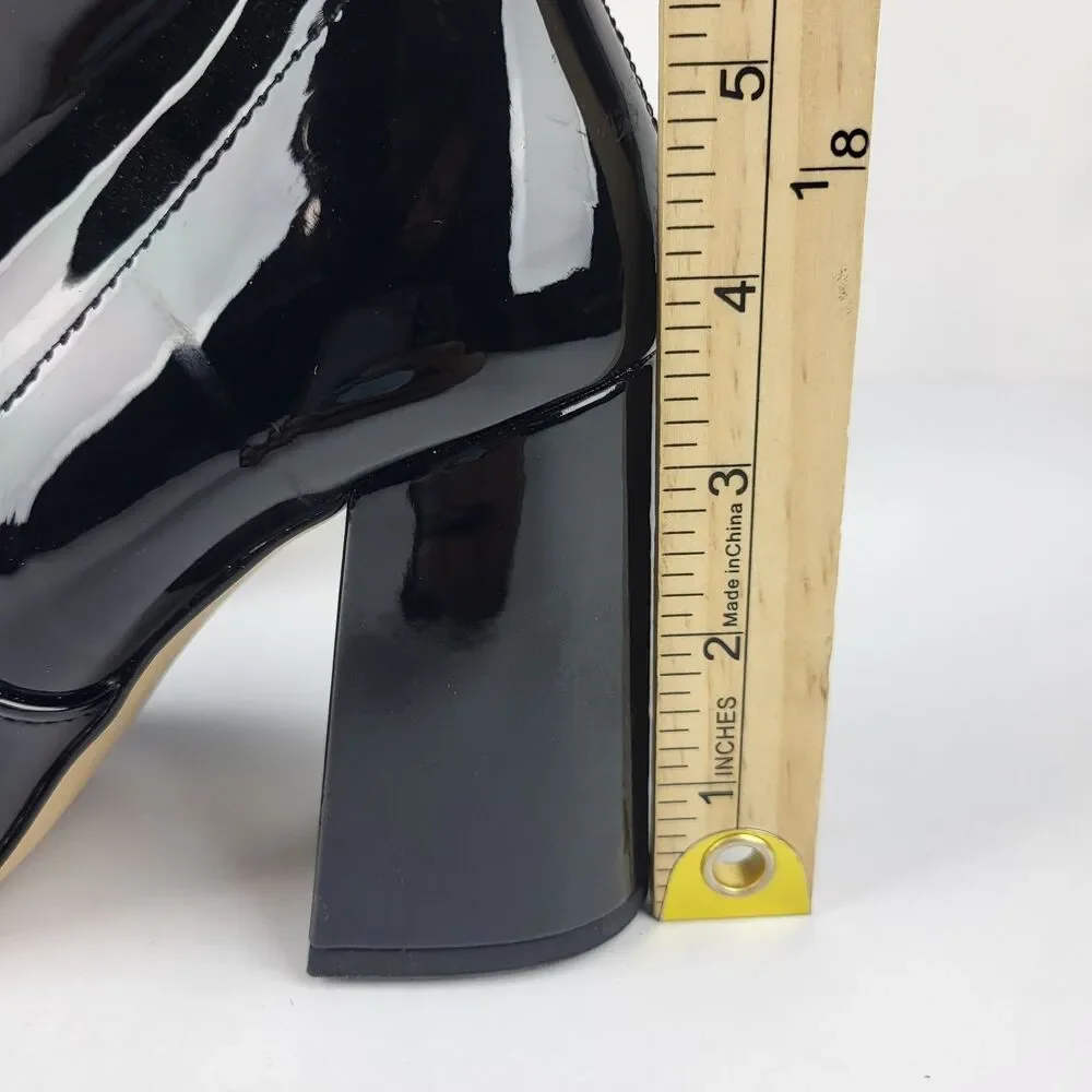 Abound Billie Women's Boot Black Faux Patent Leather Heeled Pointed Toe 7M